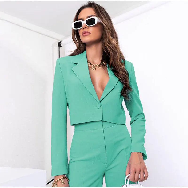 Pia Cropped Blazer and Pants Suit