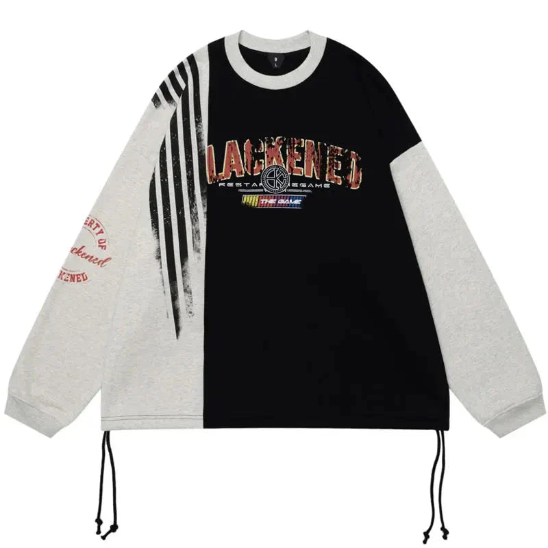 Y2K Patchwork Half Colored Sweater