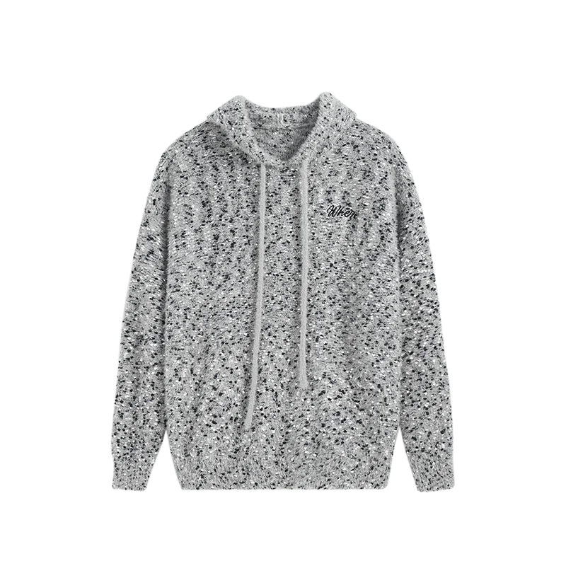 Heathered Yarn Kintted Hooded Sweater