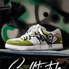 Green Stride Leather Sneakers