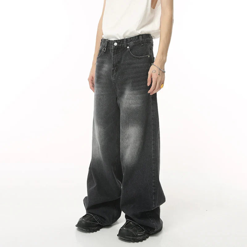 Distressed Wide Leg Baggy Denim Jeans