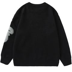 Black Fluffy Letter Sweater