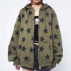 Y2K Star-Print Oversized Hoodie