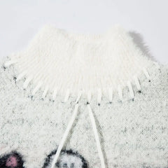 Y2k Turtleneck Cat Picnic Sweater