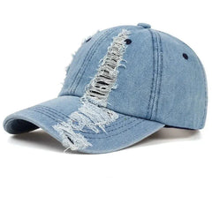 Distress Wave Denim Baseball Cap