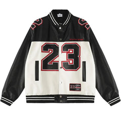 Y2k Contrast Color Leather Jacket