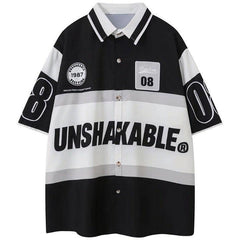 Letter Patchwork Oversized Shirt