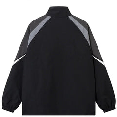 Patchwork Striped Zipper Thin Jacket