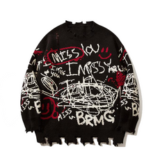 Scribbled Chaos Knitted Sweater