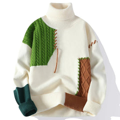 Patchwork Different Color Patched Sweater
