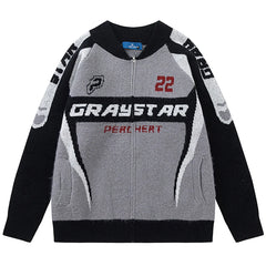 Gray Star Zippered Hip Hop Jacket