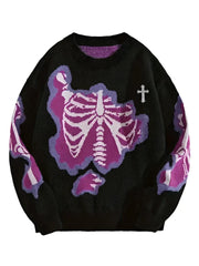 Y2k Skeleton Exposed Chest Sweater