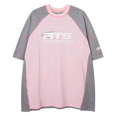 Retro Letter Printed Sports Loose T-Shirt