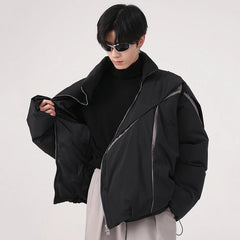Irregular Padded Sliced Puffer Jacket
