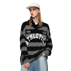 Wide Striped Jacquard Fit Sweater