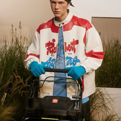 Oversized Leather Zip-up Jacket