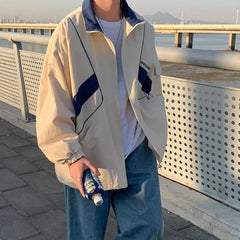 Zip-Up Turn Down Collar Jacket