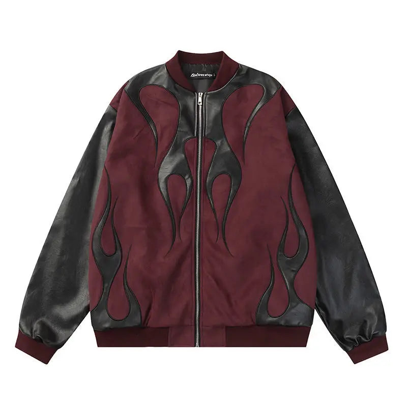 AresWings Spliced Leather Casual Jacket