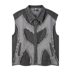 High Street Washed Raw Edge Denim Vest
