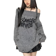 Y2k Gothic Slash Noir Sweater