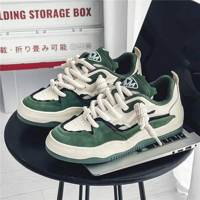 Neon Thick Lace Striped Color Sneakers