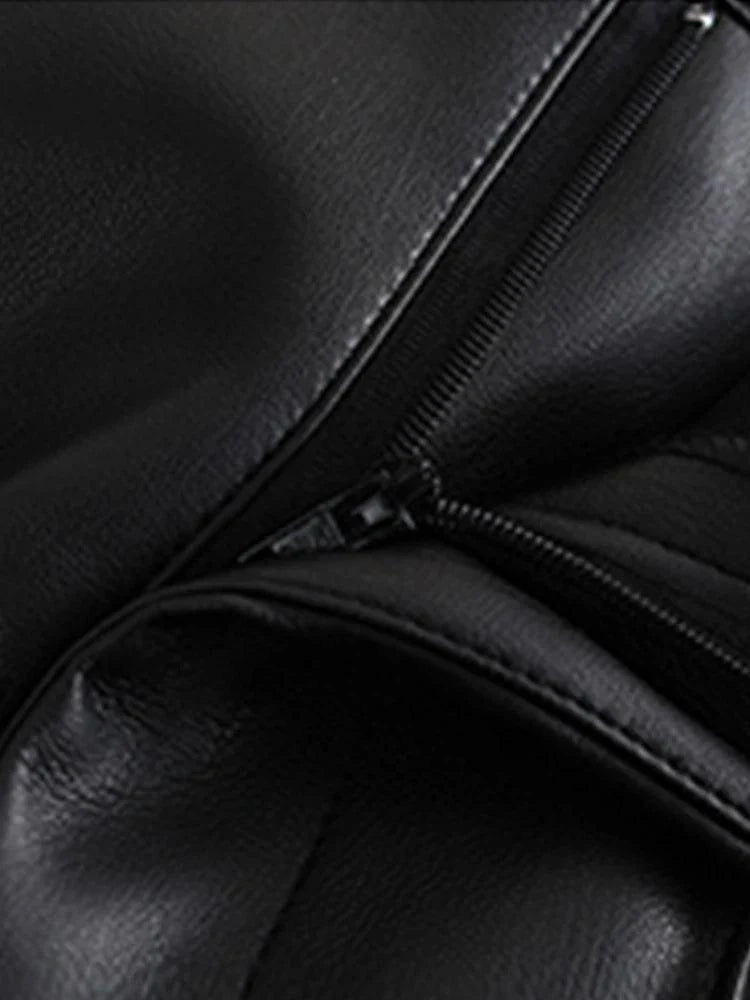High Waist Black Leather Pant