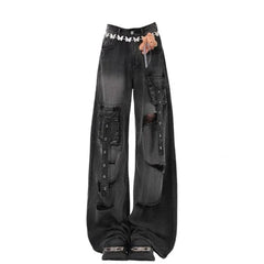 Y2K Ripped Gothic Cargo Jean