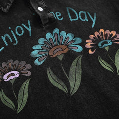 Vintage Flower Printed Polo T-Shirt