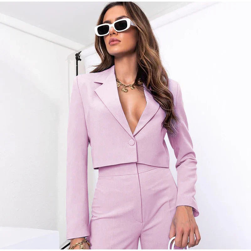 Pia Cropped Blazer and Pants Suit