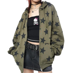 Y2K Star-Print Oversized Hoodie