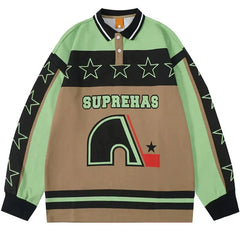 Y2k Stars Polo Colorful Sweater