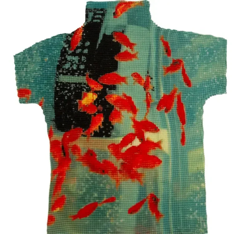 Y2k Vintage Fisch Amerikanische Falten T-Shirt