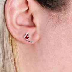 Red Koi Silver Earring