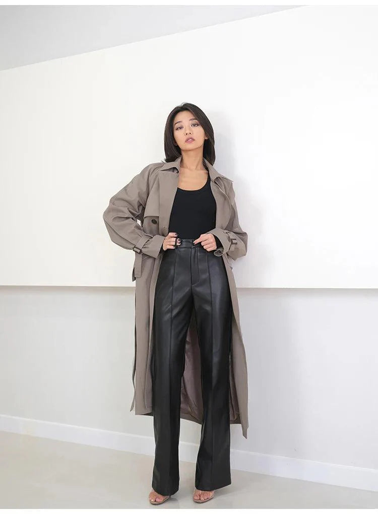 High Waist Black Leather Pant