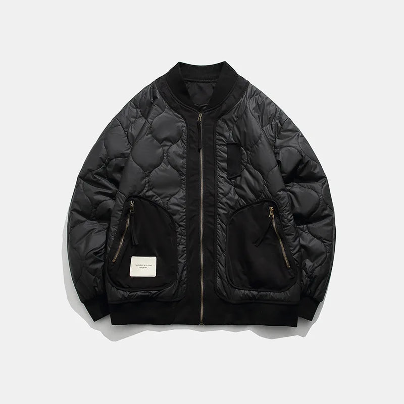 Retro Patched Zip-up Puffer Jacket