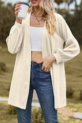 Solid Cable Knit Long Cardigan