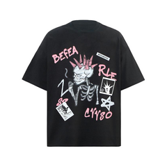 Spikey Skeleton Print T-Shirt