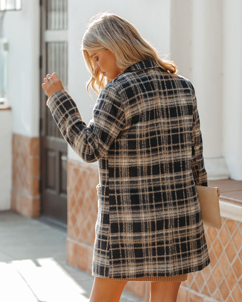 Stan Pocketed Plaid Coat - Midnight Navy