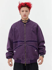 Old Denim Butterfly Zipper Jacket