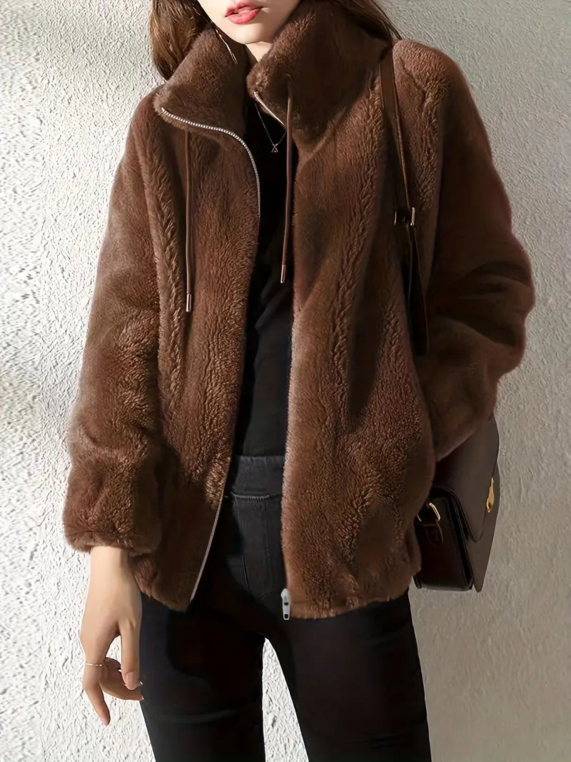 Casual Zip Up Long Sleeve Warm Coat