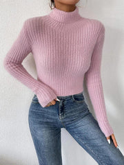 Ribbed Turtleneck Long Sleeve Sweater