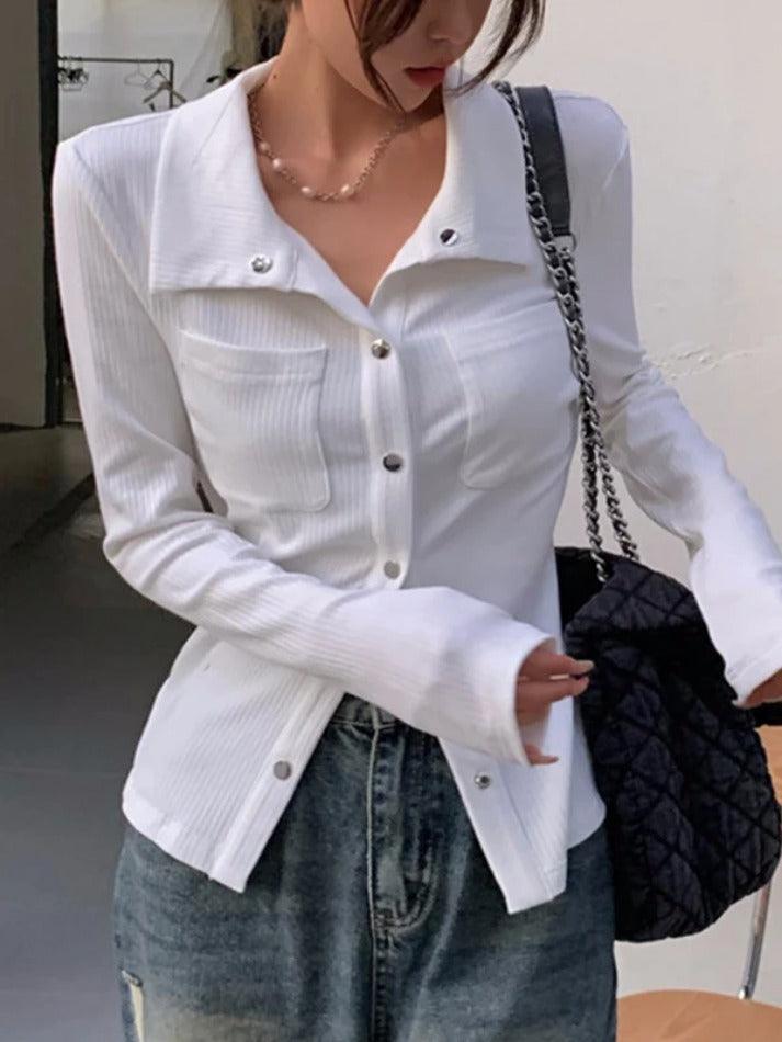 Metal Button Polo Neck Knit - HouseofHalley