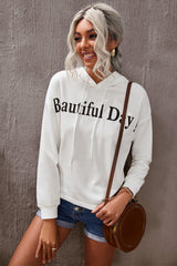 BEAUTIFUL DAY Graphic Drawstring Hoodie