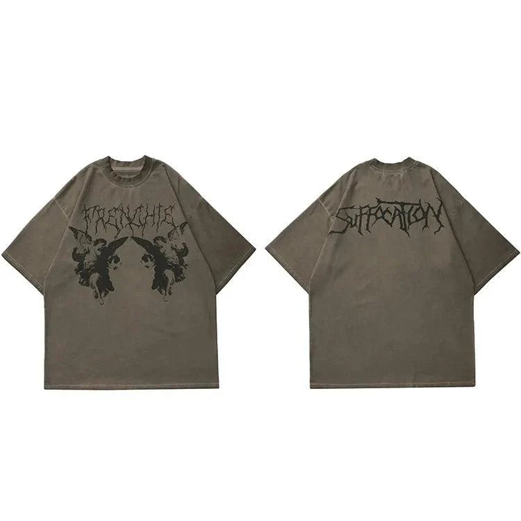 Angel Dark Print Oversized T-Shirt