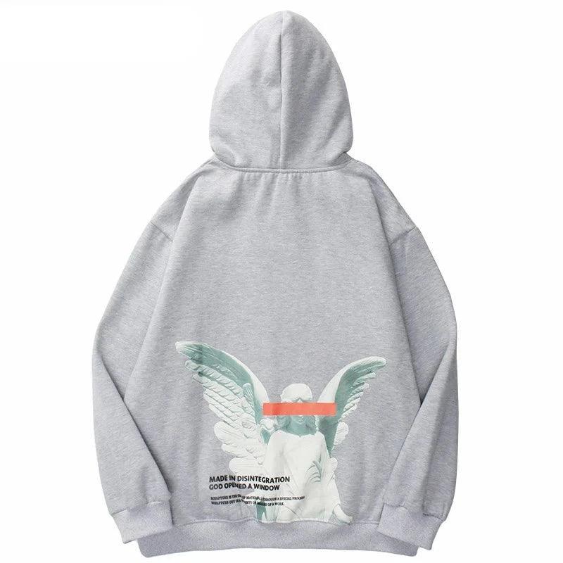 Angel God Print Fleece Hoodie
