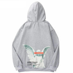 Angel God Print Fleece Hoodie