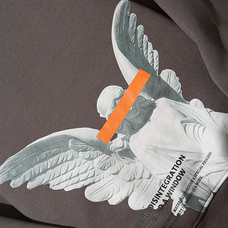 Angel God Print Fleece Hoodie