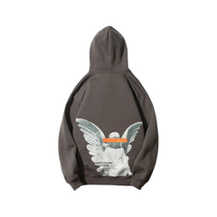 Angel God Print Fleece Hoodie