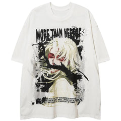 Anime Cartoon Print Oversized T-Shirt