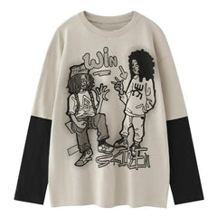Anime Print Oversized Sweatshirt